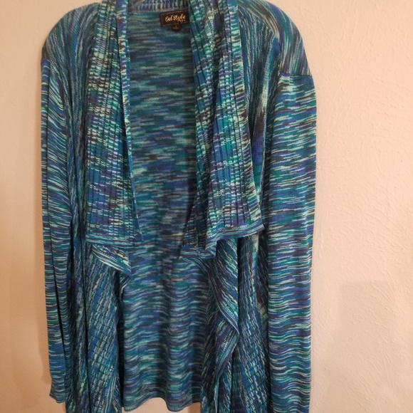 Cal Style Knitted Teal Drape Cover Up Cardigan - Picture 1 of 4